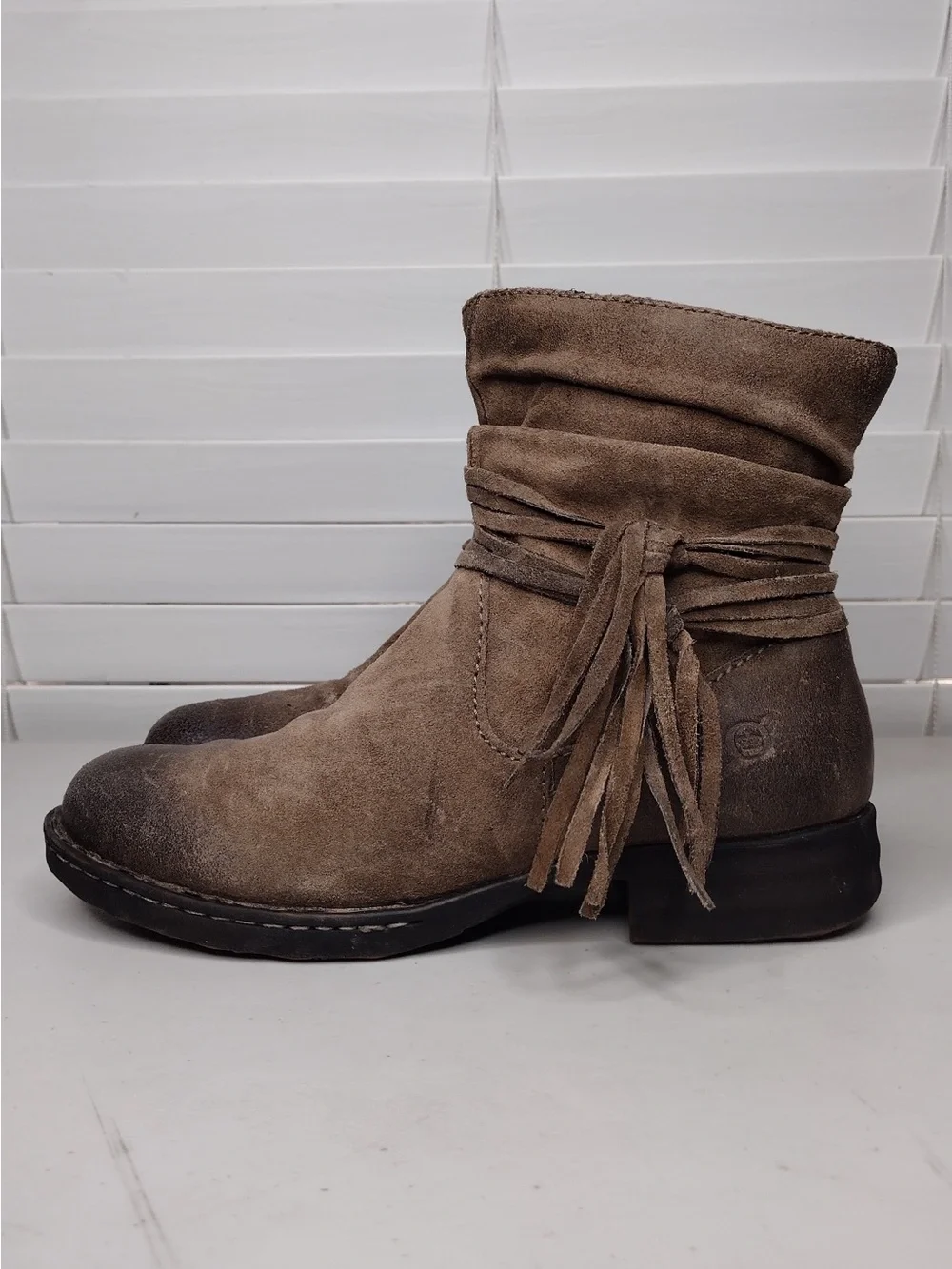 Born Cross Sz 7M Leather Boho Western Ankle Boots - Picture 2 of 13